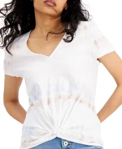 Women's Twist-Front Cotton Tie-Dye T-Shirt