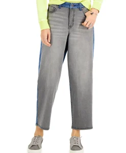 Women's Two-Tone Classic Curved-Leg Denim Jeans