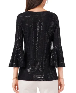 Women's V-Neck Bell-Sleeve Embellished Top
