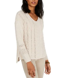 Women's V-Neck Pointelle Sweater