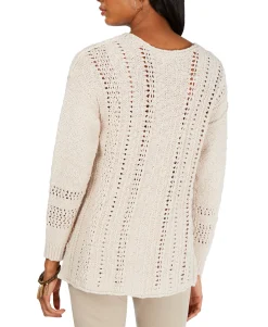 Women's V-Neck Pointelle Sweater