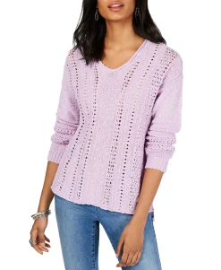 Women's V-Neck Pointelle Sweater