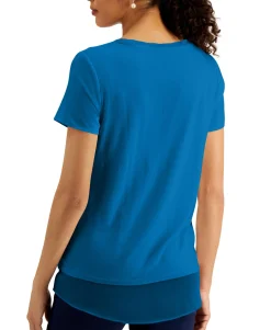 Women's V-Neck Sheer-Hem Top