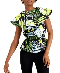 Women's Wide-Collar Cinched-Waist Top