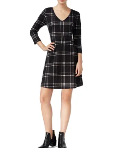 Women's Windowpane Fit & Flare Dress