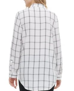 Women's Windowpane-Print Utility Shirt