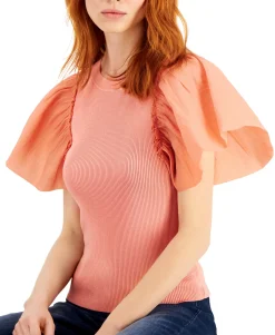 Women's Woven-Sleeve Top
