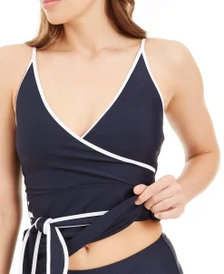 Women's Wrap-Front Belted Tankini Top