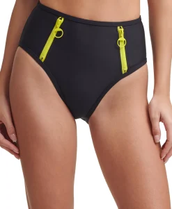 Women's Zipper High-Waist Bikini Bottoms
